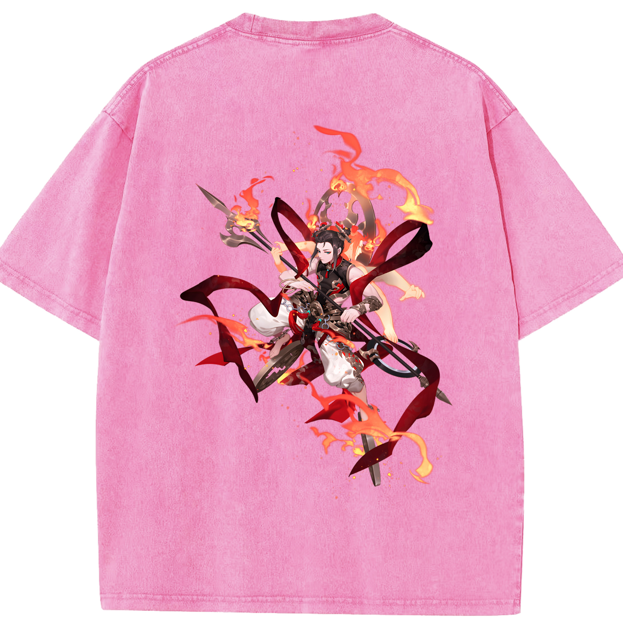 （画像用） Ne Zha 2 ナタ 魔童の大暴れ 綿100% ヴィンテージ風 半袖Tシャツ（背面プリント）